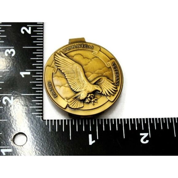 Winnavegas Veterans Money Clip Gold Tone Credit Card Cash - Picture 7 of 9